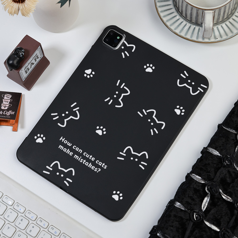 Poco Tablet Accessories - シンプルで美しい白いラインの猫のイラスト入りマットタブレットケース Xiaomi Redmi Pad 6S 7S