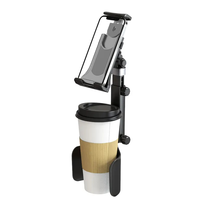 Car Accessories Tablet Holder - 車載カップホルダー用スマホ・タブレットホルダー拡張キット、360度回転式携帯電話マウント付き、スマートフォン車内アクセサリー