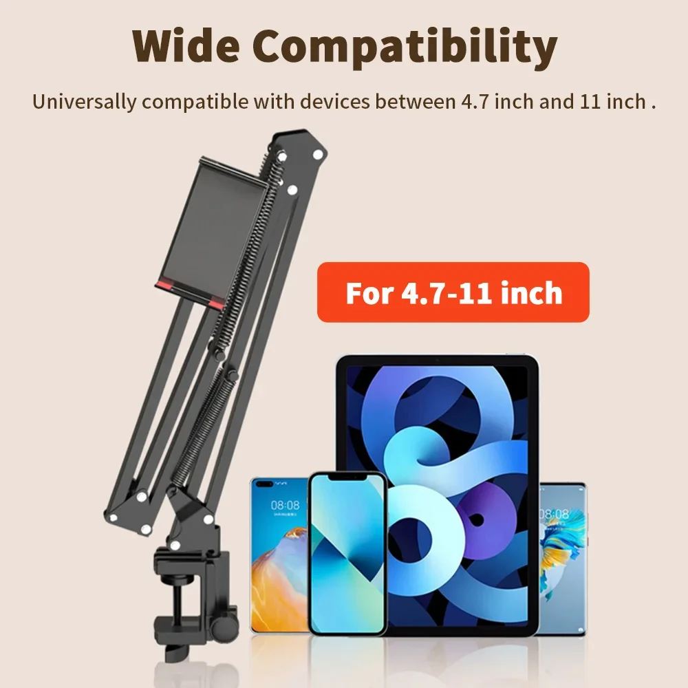 Cheap Tablet Accessories - 90cmメタルアーム付きベッド用タブレットホルダー 360 ° 回転式ベッドタブレットマウントスタンド iPadスタンド 4.5～11インチ対応