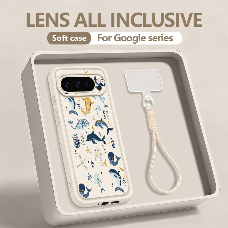 Google Pixel 9 - サメ柄オーシャンパターンTPUスマホケース Google Pixel 10 9 Pro