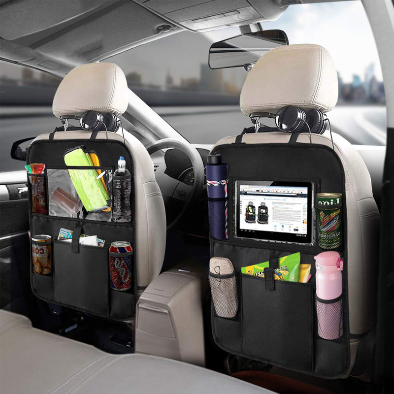 Tablet Accessories Must Have - 車の後部座席オーガナイザー タッチスクリーンタブレットホルダー付き 自動収納ポケットカバー カーシートバックプロテクター 旅行 子供旅行用