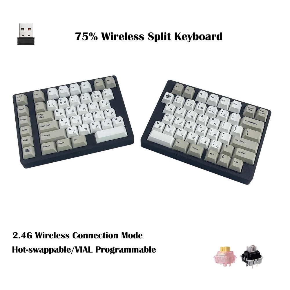 Tablet Accessories 3D Print - WS75 人間工学に基づいたスプリットメカニカルキーボード ワイヤレス シングルモード 2.4G 75%