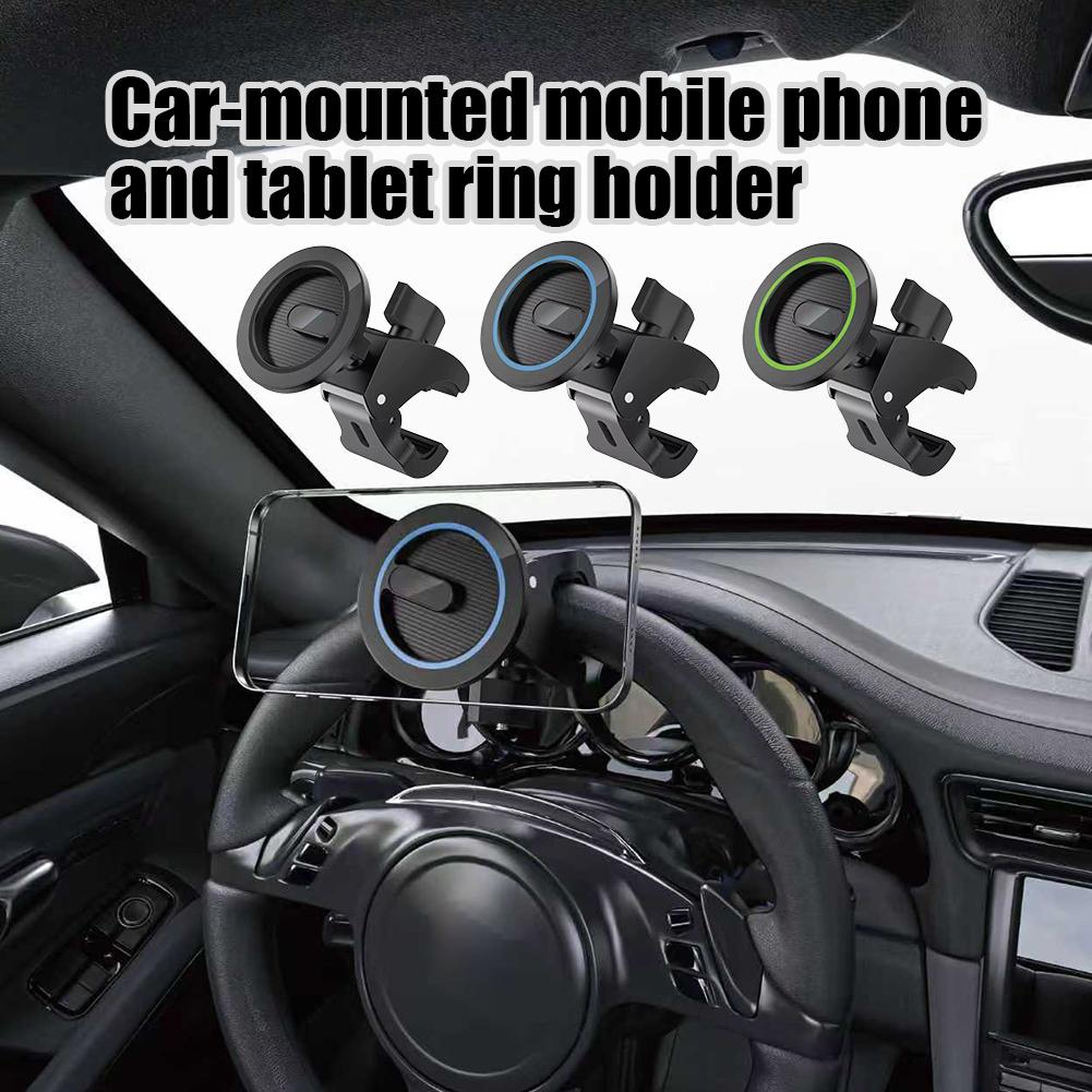 Car Accessories Tablet Holder - ユニバーサル磁気自動車電話ホルダー MagSafe ステアリングホイールクリップスマートフォンスタンドタブレットリングクレードルライブストリーミングマウント