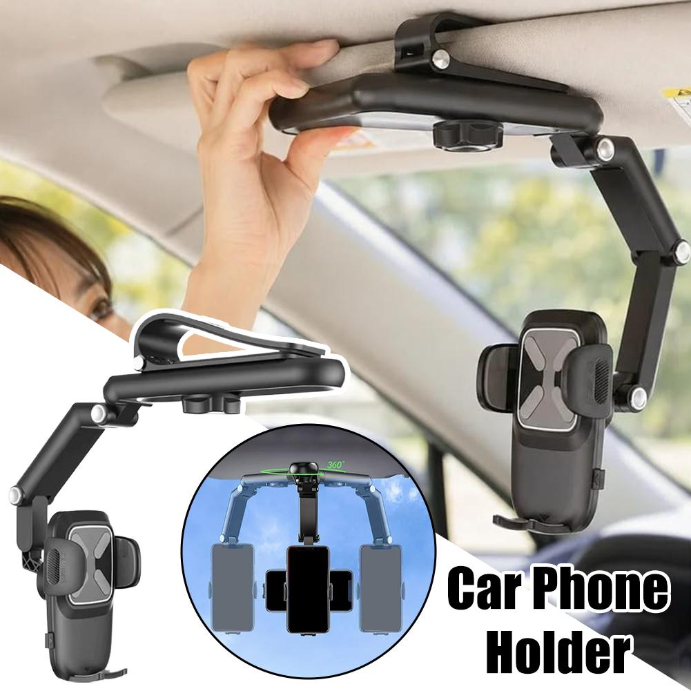 車用サンバイザー型スマホホルダー 多関節折りたたみ式 360 - Car Accessories Tablet Holder のレビューと価格