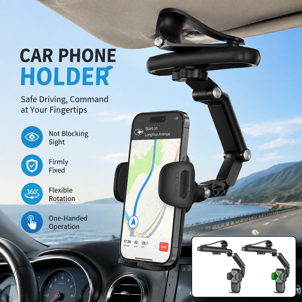 車用サンバイザー型スマホホルダー 多関節折りたたみ式 360 - Car Accessories Tablet Holder のレビューと価格