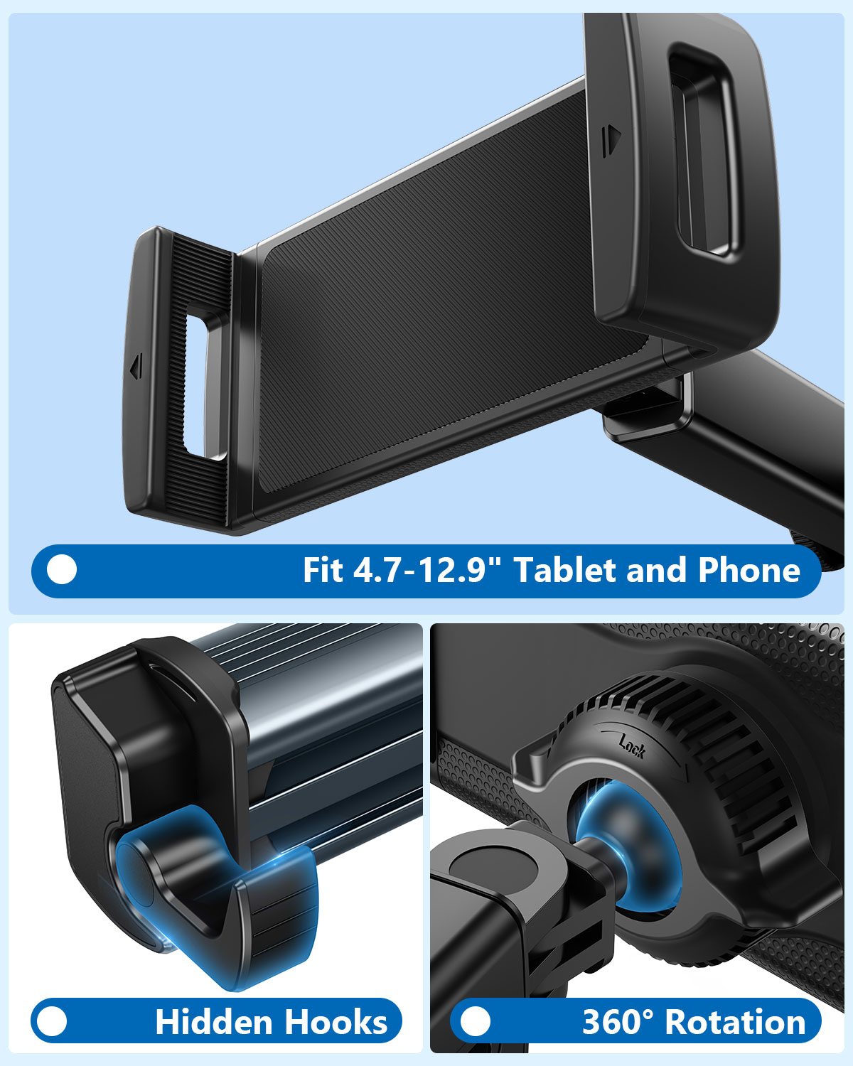 Hipacool 車用タブレット ホルダー スタンド ヘッド - Car Accessories Tablet Holder のレビューと価格