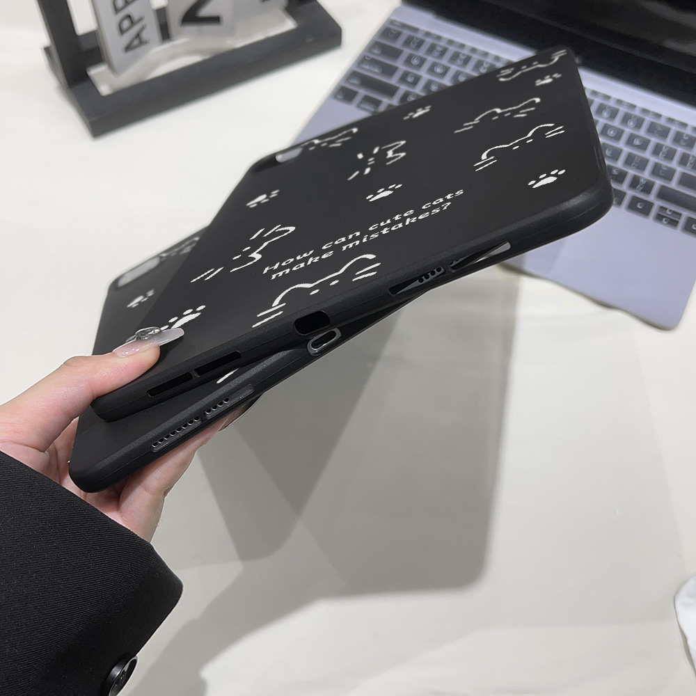 シンプルで美しい白いラインの猫のイラスト入りマットタブレット - Poco Tablet Accessories のレビューと価格