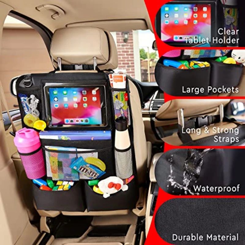 カーシートオーガナイザー 多機能オックスフォード生地 車用後 - Car Accessories Tablet Holder のレビューと価格