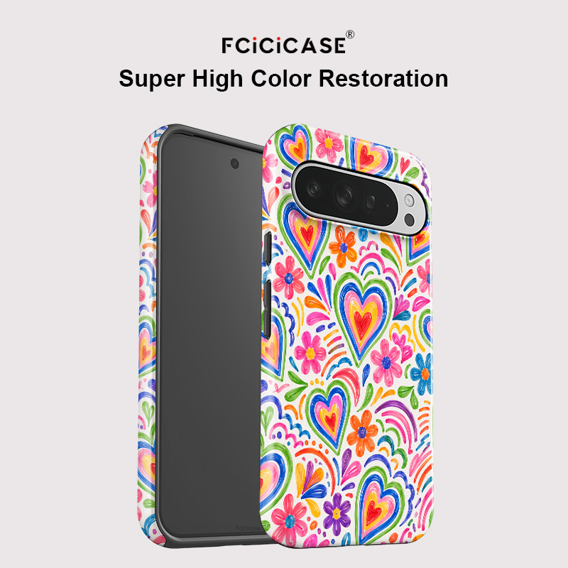 Fcicicase ピクセル10A用 ラブハートフラワー柄ス - Google Pixel 9 のレビューと価格